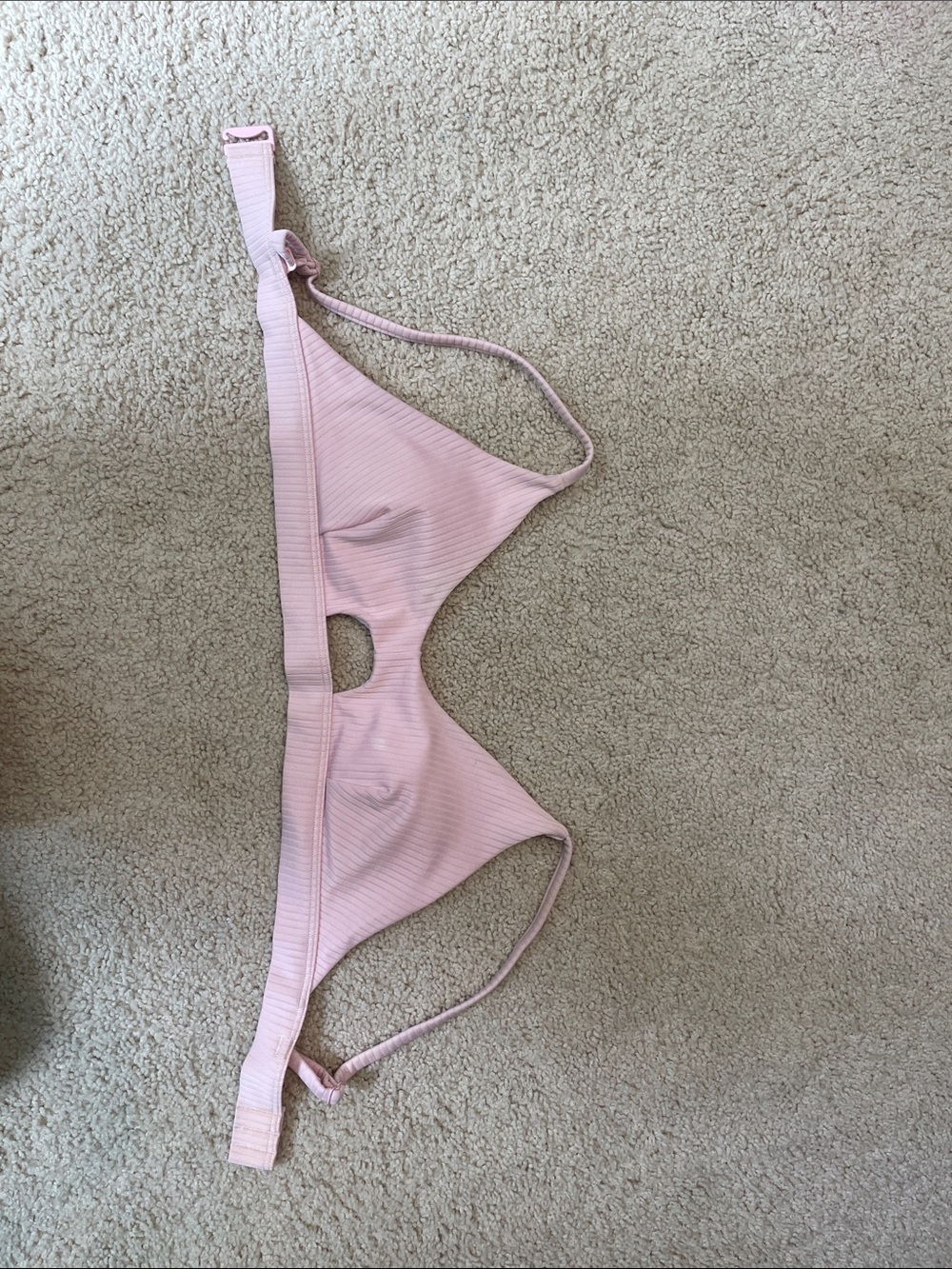 Old Navy Light Pink Ribbed Triangle Bikini Top